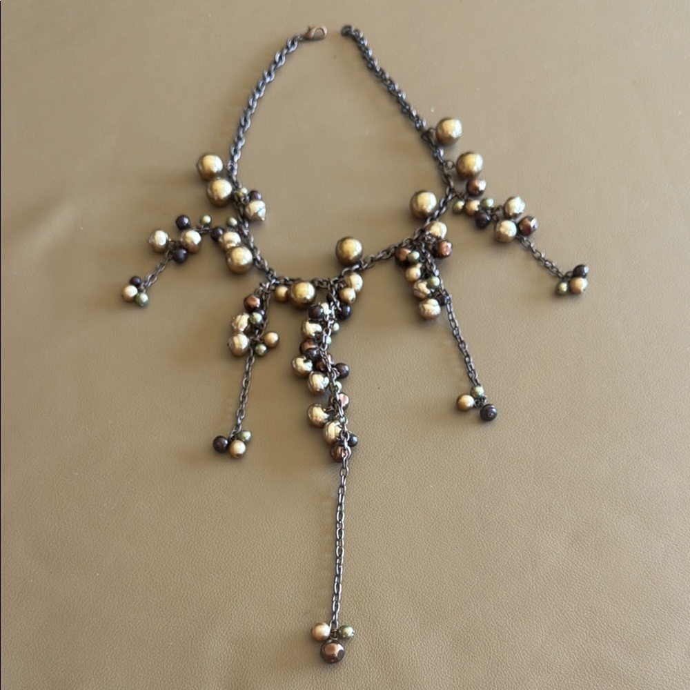 Elegant Gold and Brown Beaded Necklace